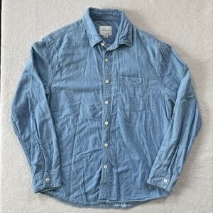American Eagle Button Down Shirt Mens Medium Blue Super Soft Long Sleeve Pocket